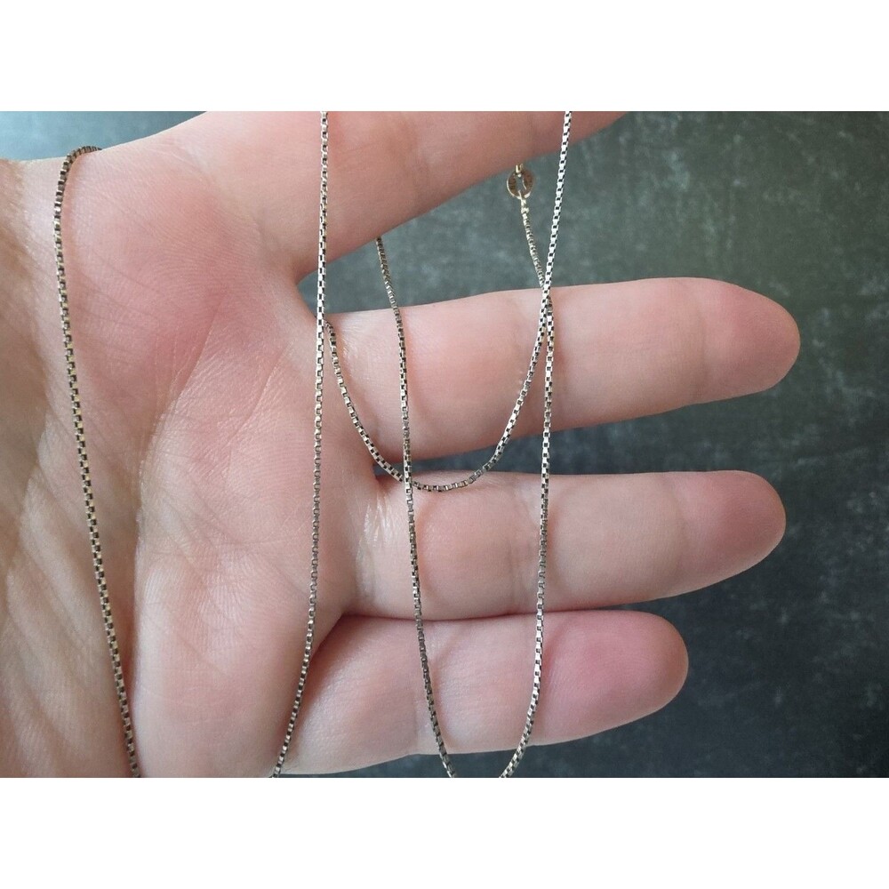 Italian 925 Sterling Silver Box Chain Necklace Vintage READ Description